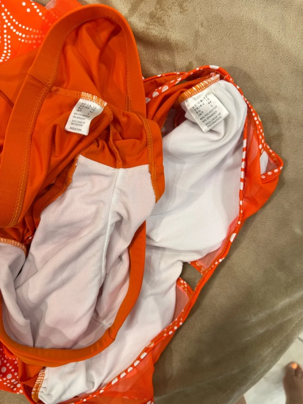 Orange Printed Tankini Swim Dress with Swim Shorts size 12